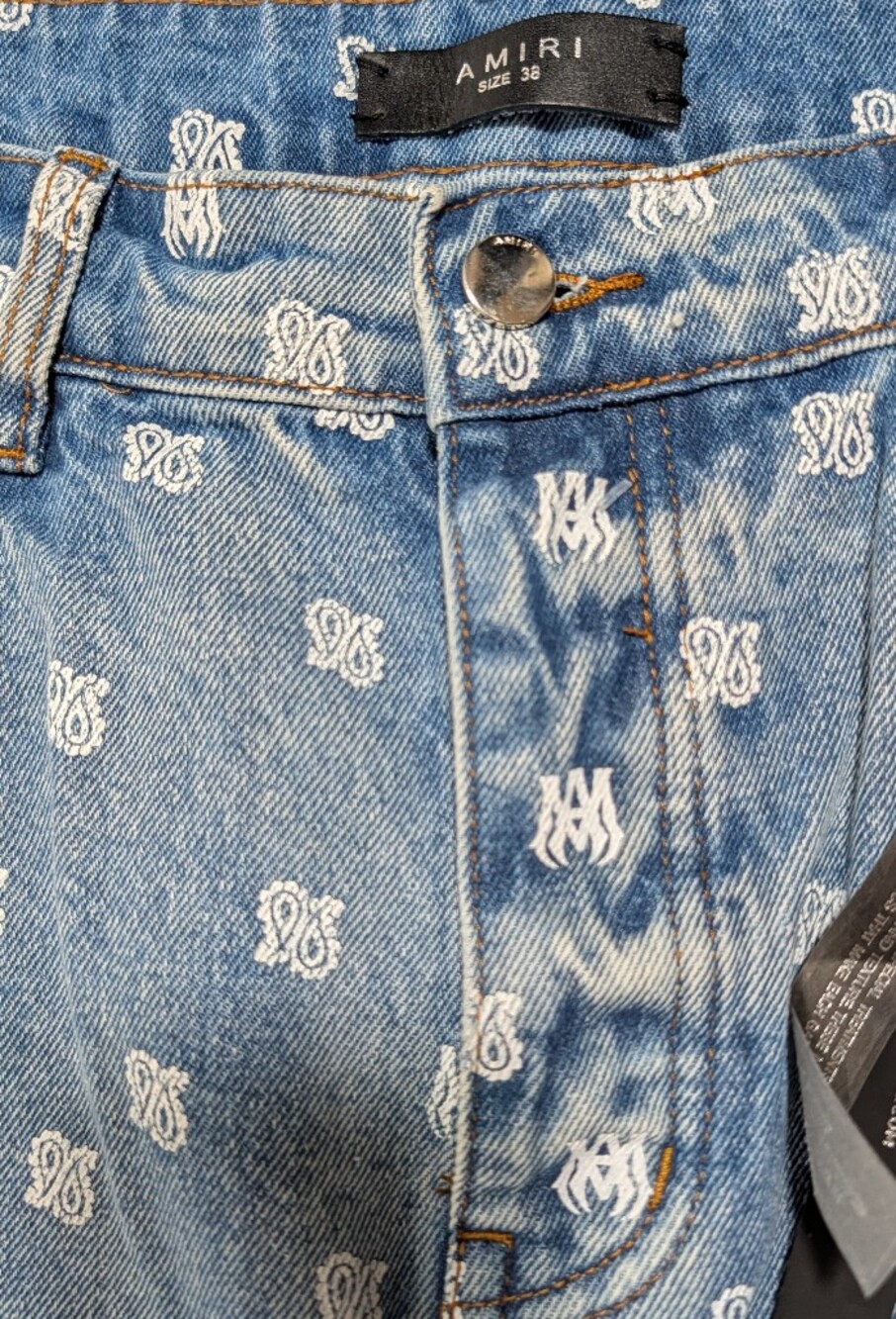 AMIRI Monogram Wide Leg Designer Jeans Size 38 NWT Made in USA - Picture 9 of 16